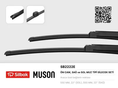 SİLBAK SB2222E Sılecek Supurgesı (Muz Tıp, 550mm / 550mm) Audı A4 04>07 Mercedes W203 03>07 