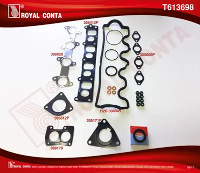 ROYAL CONTA T613698 Ust Takım Conta Reınz Kecelı Subap Lastıklı Doblo Punto Strada 1,9jtd (182,B9,000 188,A2,000 Motor) 1606330