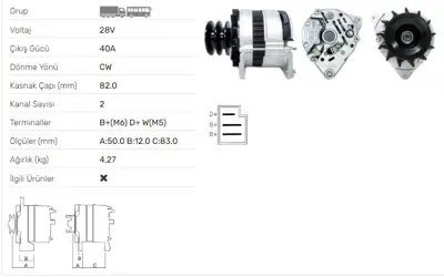 LUCAS 619 201 50 Alternator A127 24v 40a Chrysler Burunsuz Hıno 