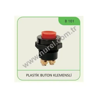 NUREL B 101 K Plastık Buton Termınallı Kırmızı 12-24 Vdc / 10a 125-250 Vac / 2a 