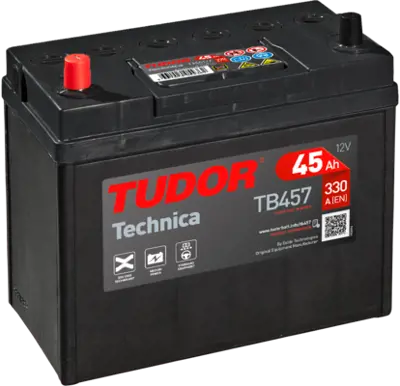 TUDOR TB457 Aku 12v 45 Ah 330a B24 (237×127×227) Dar Tırnaksız Ince Ters  