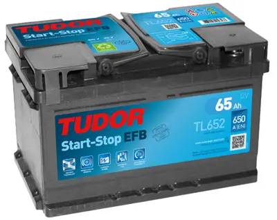 TUDOR TL652 Aku 12v 65 Ah 650a Start Stop Efb Lb3 (278×175×175) Alçak (Sulu) 