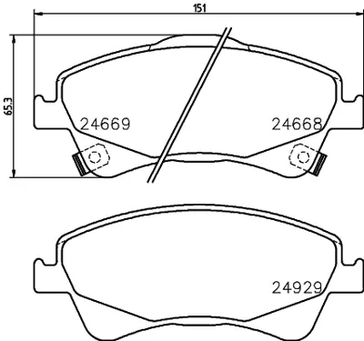 BOSCH 0986T3069 Fren Balatası Ön Corolla 07>12 Aurıs 07>12 1.4 D4d 0446502170 0446502200 WVA24122