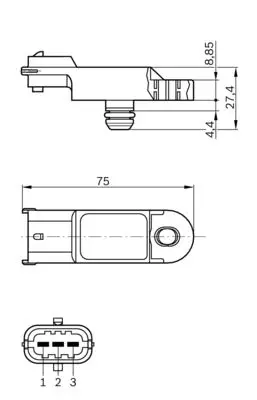 BOSCH 0281002616 Basınç Sensörü Renault 223658570R 8200233831 30889795 M889795 281002616 95201