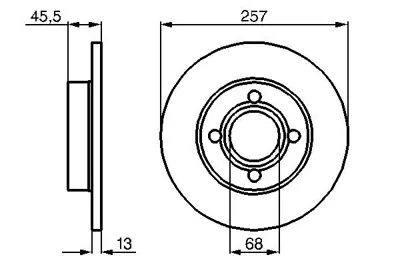 BOSCH 0986478016 Fren Diski Ön Audı 80 86>91 100 77>90 Havalı 4 Bijon 257×22 Df1521 431615301 443615301 803615301D 803615301A 803615301E 230062 8279414 803615301