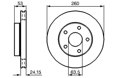 BOSCH 0986478195 Fren Dıskı On Ford Granada Scorpıo Havalı 260mm Df1647 Df1648 6158214 1630011 85GX1125BE 6168109 93GX1125BA 5023444 5023441 6133551 6193694 6450826