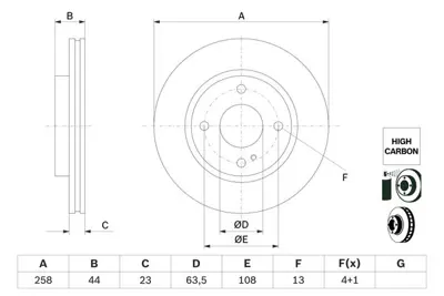 BOSCH 0986479E80 Fren Dısk Ford Ka [cdu] 2017682 1892667 8V511125AD AE8Z1125B E4B11125BA G1B51125AA E4B11125AA 8V511125AC 8V511125AB 8V511125AA