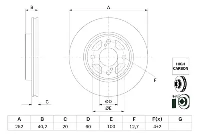 BOSCH 0986479F37 Fren Disk Suzukı Swift  Baleno Ön 2017- 55311M69P10 5531152R50 55311M69P10000 5531152R50000 5531171L00000 5531171L00