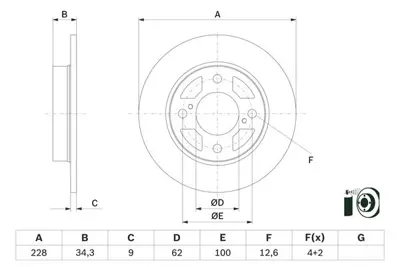 BOSCH 0986479F38 Fren Disk Suzukı Swift Arka 2017- 55611M68P00 5561152R00 5561152R01 5561152R00000 5561152R01000 55611M68P00000