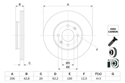 BOSCH 0986479G86 Fren Disk Kıa Pıcanto Ön 2017- 51712G6300