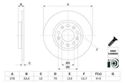 BOSCH 0986479H24 Fren Disk Jeep Cherokee Arka 68242659AB 4779885AC 4779885AB K04779885AB 2AMV9885AC K68242659AB K4779885AB