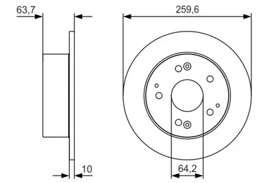 BOSCH 0986479V39 Fren Dıskı Arka Honda Accord Vı Hatcback 260mm 42510s1ae20 199-2002 42510S1AE20 42510S1A305 42510SEA000 42510SEAE50 42510SEAE00 42510SDG000 42510SDAA00 52063172 455010AEAE00