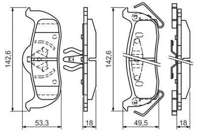 BOSCH 0986494142 Fren Balatası Arka Commander 05>10 Grand Cherokee 04>10 440607S025 44060ZC025 44060ZC026 5080871AA 5080871AB D40609FE0A V2010871AC V2010871AB V2010871 2AMV4871AA