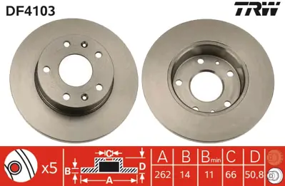 TRW DF4103 Fren Diski Ön Freelander 98>06 Düz 262mm ANR4983 SDB100830 230544 SBD100830 8781410