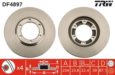 TRW DF4897 Fren Diski Ön L200 96>07 Havalı 254mm MB950958