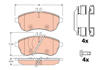 TRW GDB2056 Mercedes Balata Mercds C E W204 C204 Ön A0054200820 A0054200920 A0054201220 A0054201520 A0064207120 A0074201620 A0074205520 A007420552095 A0074205620 A0074205720