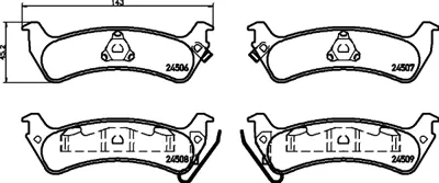 PROWALLE 1238 Dısk Balata Chrysler-Grand Cherokee 4.0 Ar Gdb1238 4883717AA 4796344 K04796344 K04883717AA