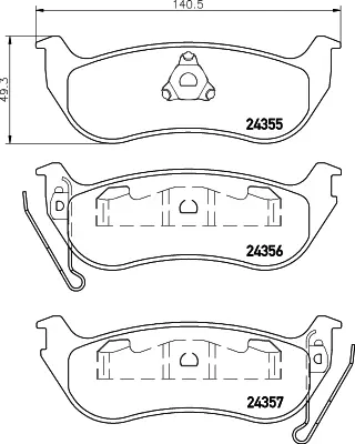 PROWALLE 4139 Fren Balatası Arka Cherokee 01>08 Wrangler 98>07 5083882AD 5083882AF 5093511AB 5191823AA 5083882AC 5083882AE 5093511AA 5093511AC 5179242AA FEM2136FF