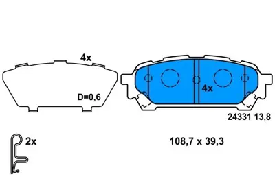 PROWALLE 3395 Fren Balatası Arka Forester 02>08 Impreza 00>07 GDB3395