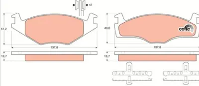 PROWALLE 454 Dısk Balata Vw-Golf-Jetta/Seat On Gdb459-1219 Gdb454 GDB454