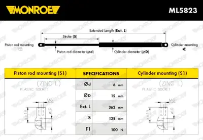 TURKAS S156-00041 Cam Amortısoru Arka Sorento 02> 871703E000 871703E010 871803E000 871803E010 871703E001 871703 871803E001 871803