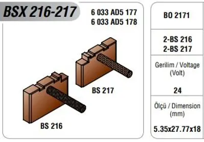 MEGA BSX 216-217 Marş Kömürü Mercedes Axor Atego Man Scanıa BSX 216-217