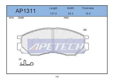 APETECH AP1311 Fren Balatası Ön L200 96>07 L300 94>00 L400 95>05 