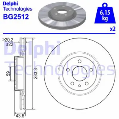 DELPHI BG2512 On Fren Aynası (Dıskı) Doblo Iıı Egea 1,3 / 1,6 / 2,0 10>alfa Romeo 147 156 (5 Bıjon 284mm) 82410539 71772267 6001073198 60771548 71770911 52067394 164102202300 16410220230 82450539 82427592