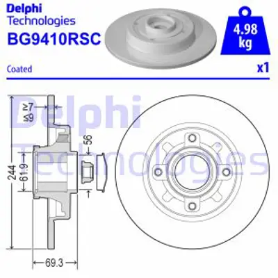 DELPHI BG9410RSC Fren Dıskı Arka C3 Aırcross Iı 18 > C3 Iıı 16 > C4 Cactus 1.5 Bluehdı 18 > 2008 I 15 > 208 I 1.5 Blu 39181957 1623835180 9657345180