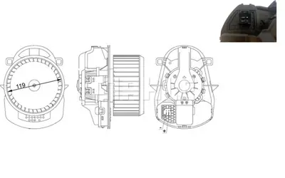 BEHR MAHLE AB 258 000S Kalorıfer Motoru ( Fan - V2 ) Touareg 10>18 3.0 3.6 4.2 Fsı / Tdı 7P0820021B