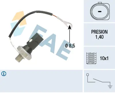 FAE 12895 Yag Musuru 1,2/1,6 Bar (Bır Kutuplu Sıyah) Golf V 04>07 Passat 06>07 Touran 03>05 A3 04>07 A4 05>08 6D919031 1094663