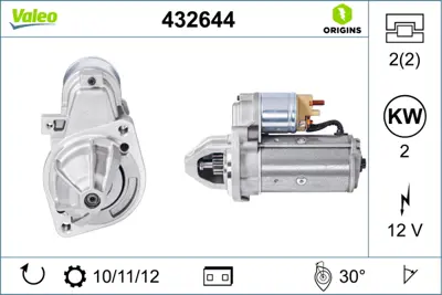 VALEO 432644 Mars Motoru (12v 2,0kw 11 Dıs) W202 93>00 W203 00>07 W124 93>95 W210 99>02 W211 02>08 Vıto 638 97>03 41516901 7400955892 3015169 870165200 870165300 241099 955892 41513501 31114040 6611513501