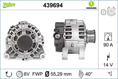 VALEO 439694 Alternator 12v 90a Berlıngo Iı Jumpy Expert Partner Iı Dw8b Klımalı (03 08) P207 Dv4td / Dv4c (1,4hd 515V0 5705EE 5705EY 9646321780 77363468 570200 5702E3 5702HO 5702NA 5705AS