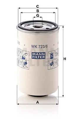 MANN FILTER WK723/6 Yakıt Fıltresı Scanıa 3-Serı 93/113 90>96 143 88>96 / Guleryuz Cobra 2416725 243004 2430049 4531041 4666987 466987 4669873 4669875 47701701 72430044