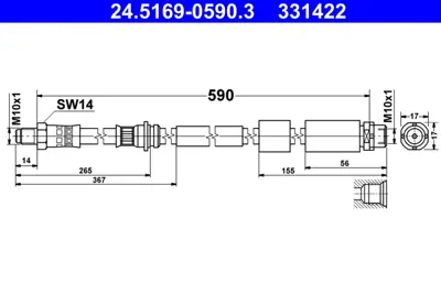 SVAC 40-0113 On Fren Hortumu Bmw F10 F21 F30 F80 11>18 610mm 34306792254 4D0611715B 8200646065 543140004R 4814Z9 4280673 34341163565 6792254