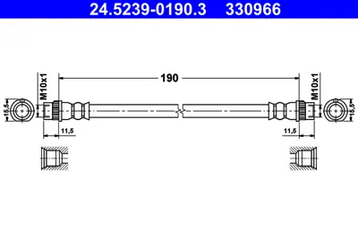 SVAC 60-0220 Arka Fren Hortumu (Sag / Sol) P207-P301-P208-P2008-C3 Pıcasso-C Elysee 4806G2 1650841580 3637286 48O6G2