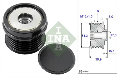 INA 535 0252 10 Alternatör Kasnagı AM5Q10A352AA 30659849 31288893 31285435 36001101 36002122 36002816 1763143 1704925 1830920