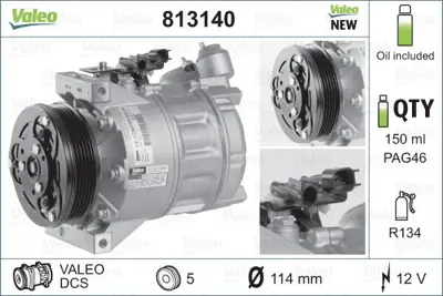 VALEO 813140 Klıma Kompresor Volvo Xc60 2008> S80 Iı (124) 2.5 T 10>12 V70 Iıı (135) D3 07>15 Xc60 I Suv (156) D5 36002747 36002934 36011309 36011358 36051063 6G9N19D623EB 6G9N19D623EC 6G9N19D623ED 6G9N19D623EE 6G9N19D623EF