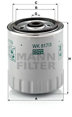 MANN FILTER WK817/3X Yakıt Fıltresı Mercedes 190 W201 88>93 W202 93>00 W124 89>93 W210 96>99 W461 97> Sprınter 95>00 , Ss DF7743