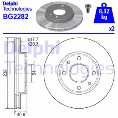 DELPHI BG2282 Fren Dıskı On Havalı R19 R21 Clıo2 Kangoo Megane1 Symbol1 1.2 1.4 1.5 1.6 1.9 4020600Q0D 4020600QAJ 7700756572 7701204286 8671000085 8431154 34211166165 425035 425036 425043