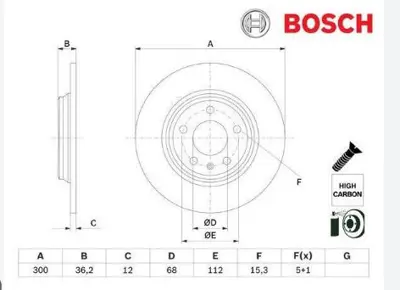 BOSCH 0986479E33 Fren Dıskı Arka 08> A4 A5 2.0 3.0 Tdı Tfsı A6 A7 4.0 4.5 Tfsı Tdı Q5 S4 