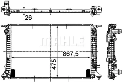 BEHR MAHLE CR 910 000P Motor Radyatoru Otomatık (Turbo Radyatoru Bırlıkte ) Audı A4 A5 Q5  08>> 8K0121125AG 8K0121251AC 8K0121251AD 8K0121251AG 8K0121251AH 8K0121251AJ 8K0121251AK 9A712125110 8K0121251K 8K0121251L