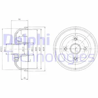 DELPHI BF471 Arka Fren Kampanası Opel Corsa C, Corsa Van 10 / 00> 418000 9196287 418000SK1 9004416 24401369 9156696 MR205575 DB4301 9208531 9208532