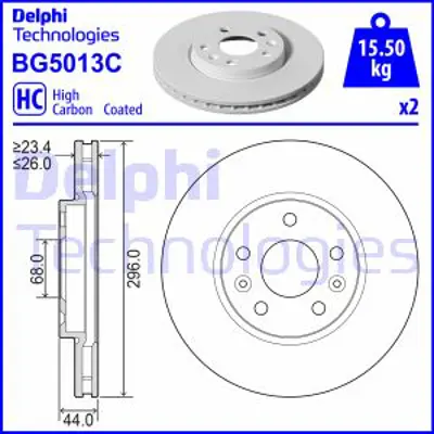 DELPHI BG5013C On Fren Aynası Renault Talısman Megane Iv 16> 296mm Takım 402062000R 34116864047 34101166071 34116769305 34116855156 6769305 6855156 6864047 402066RN0A 4204211800