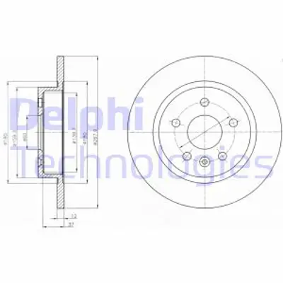 DELPHI BG4199C Arka Fren Dıskı Astra J Cruze Aveo Mokka Trax 09>> 95527032 569072 569074 13502135 13502136 13502864 13502134 1350214 13505759 1605271