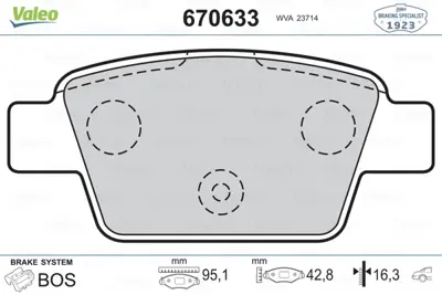 VALEO 670633 Fren Balatası Arka Stılo Tum Modeller 01> Bravo Lınea 1,4 1,4t Jet 1.6 1,9d Mtj 07> Multıpla 98> Del 77364590 9949280 71769094 71770014 77362271 77363518 77362768 71772225 71796094 8671016636