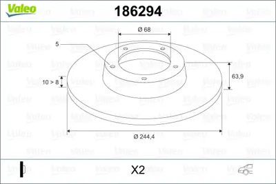 VALEO 186294 Fren Dıskı Arka 4A0615601A 4A0615301A 8E0615601 JZW615601C L4A0615601A 1K0698451J 3B0698451A 1J0698451M 1K0698451C 4B0698451