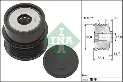 INA 535032610 Alternator Rulmanı Hyundaı I30 1.6 Gdı 2012-> Kona 1.6 Tgdı 17->  Tucson 1.6 Gdı 2015-> Kıa Ceed 1.6 373202B100 373002B100 373002B960 373002E300 373002B760 373002B750 373002B710 373002B700 373002B350 373002B150