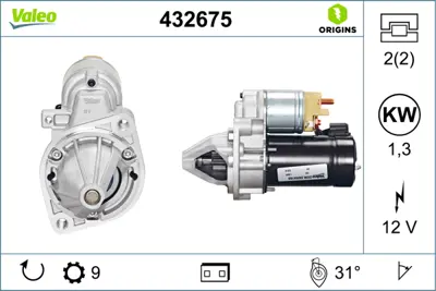 VALEO 432675 Mars Motoru (12v 1,2kw 9 Dıs) W203 02>07 Cl203 01>04 C208 97>00 W210 95>00 W163 98>05 Vıto 638 97>03 1510100469 1611513301 5151340180 A0011516901 A0021519301 N002151930180 A0031510001 A0031512801 N003151280180 A0031513801