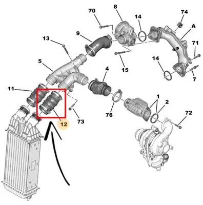 PSA 9803399880 Turbo Hava Hortumu 9685149880 9803399880 9803400180 382PX 382PW